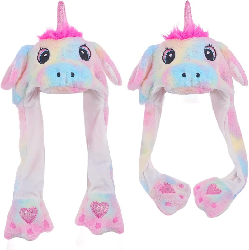 Audaisyly Funny Plush Rabbit Hat Ear Moving Jumping Hats, Cute LED Animal Beanie Cap for Women Girls Cosplay Party Holiday - Image 4